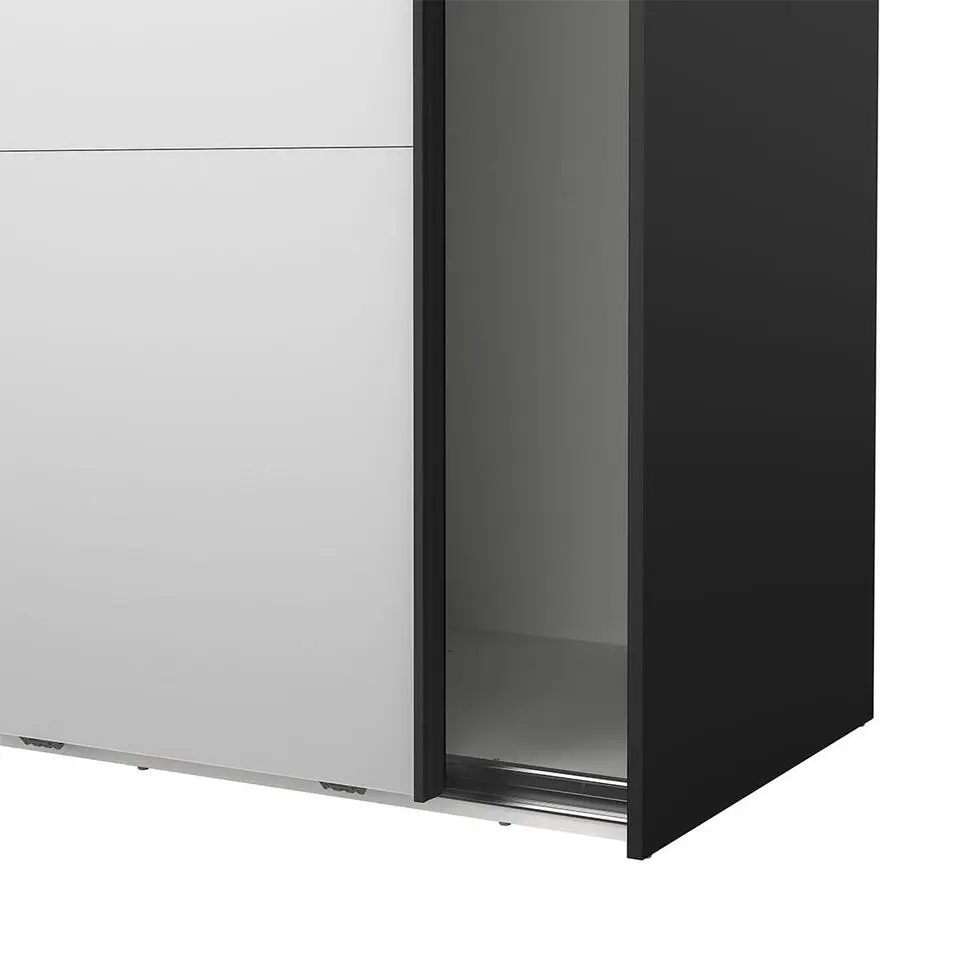 Hioshop Catania schuifdeurkast 2 deuren met spiegel 120x220cm mat zwart