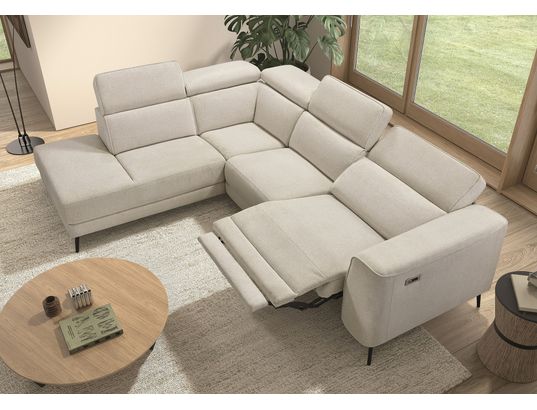 CONCEPT1 - Canapé tissu Mali 2 relax électrique beige angle gauche