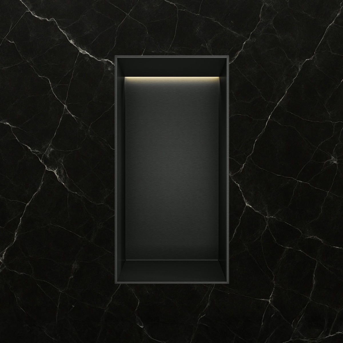 Hotbath &More frameless inbouwnis met verlichting 30x15x10cm geborsteld zwart PVD