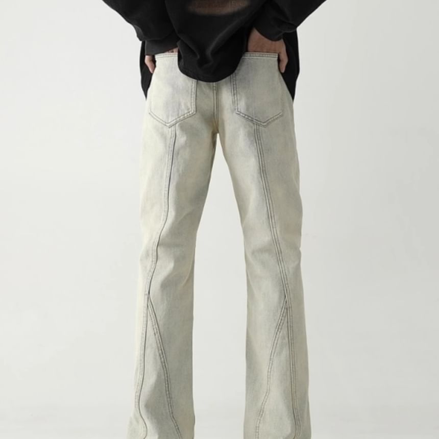 Chuoku - Mid Rise Washed Flared Jeans