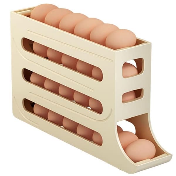 4 Levels Eggbeholder for kjøleskap, eggedispenser, eggholder, eggoppbevaring for 30 egg,