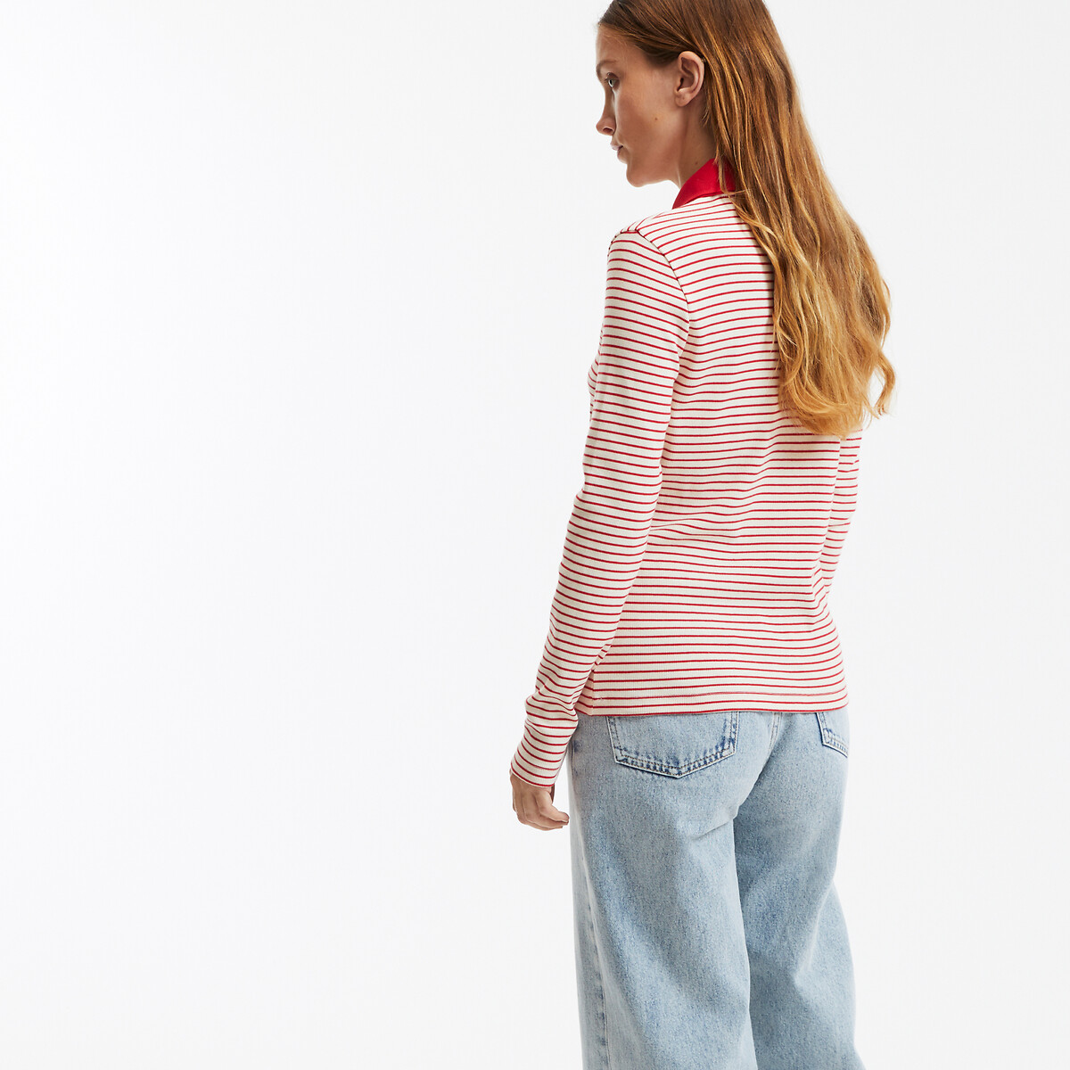 COLEÇÕES LA REDOUTE<br>Camiseta de manga comprida com gola polo