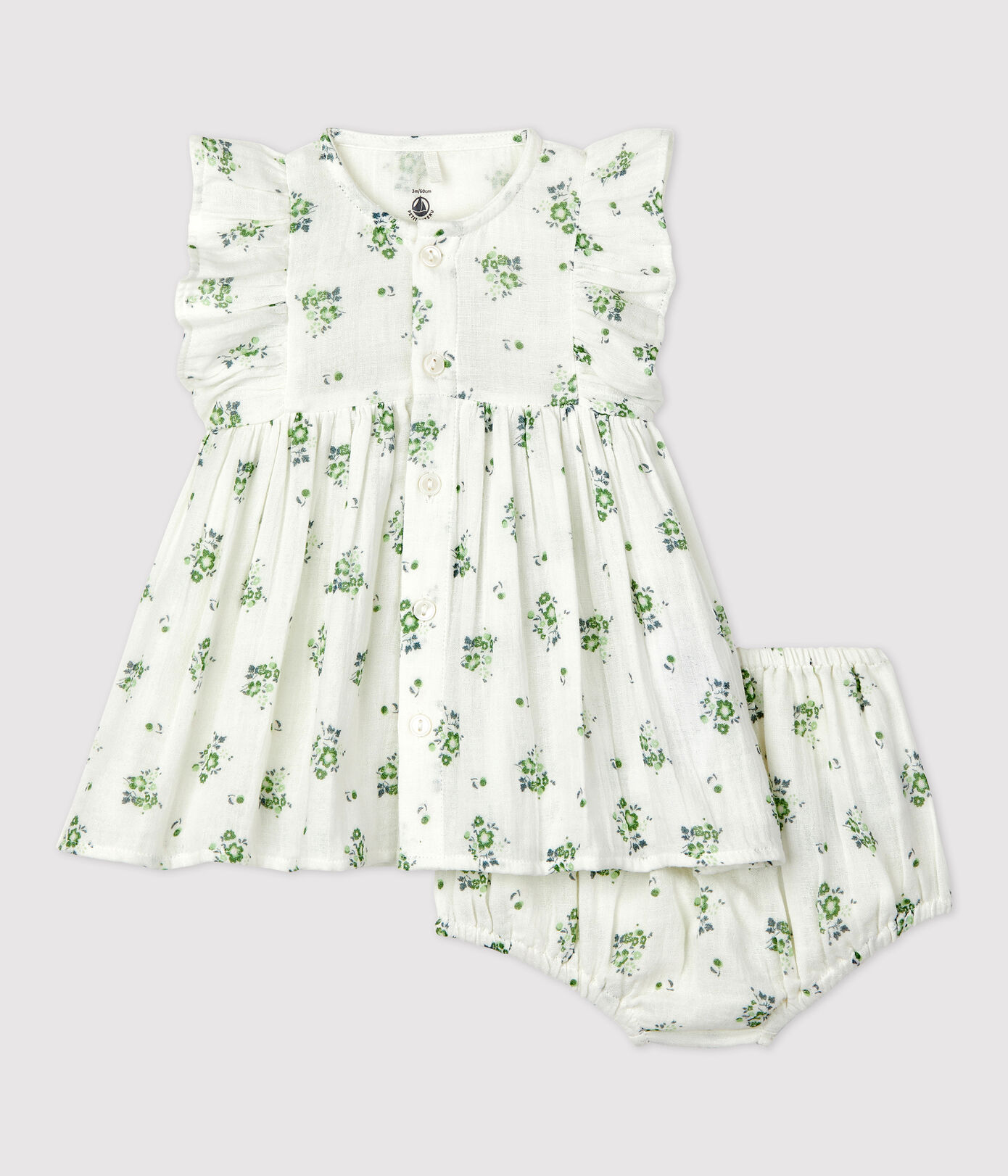 Robe avec bloomer imprimé fleuri en gaze de coton bio bébé