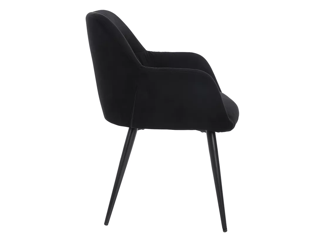 Lot de 2 chaises avec accoudoirs en tissu et métal - Noir - HEKA