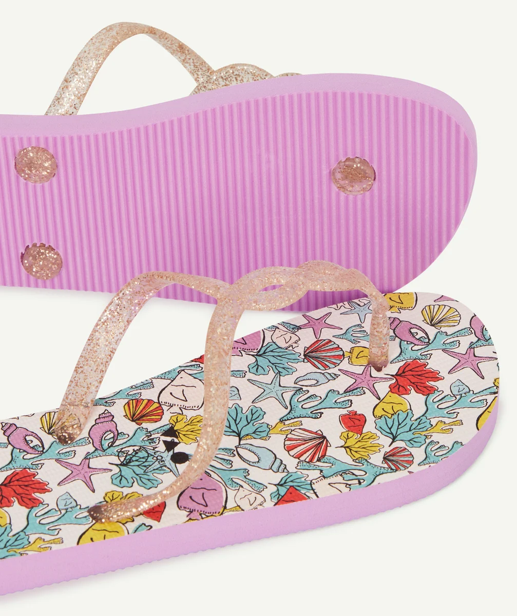 TONGS FILLE AVEC TORSADES PAILLETÉES ET SEMELLES IMPRIMÉES