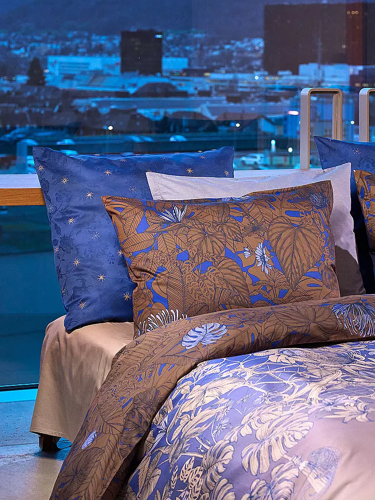CHRISTIAN FISCHBACHER Satin-Deckenbezug BLUE HOUR 140x200cm Blau/Kupfer kupfer