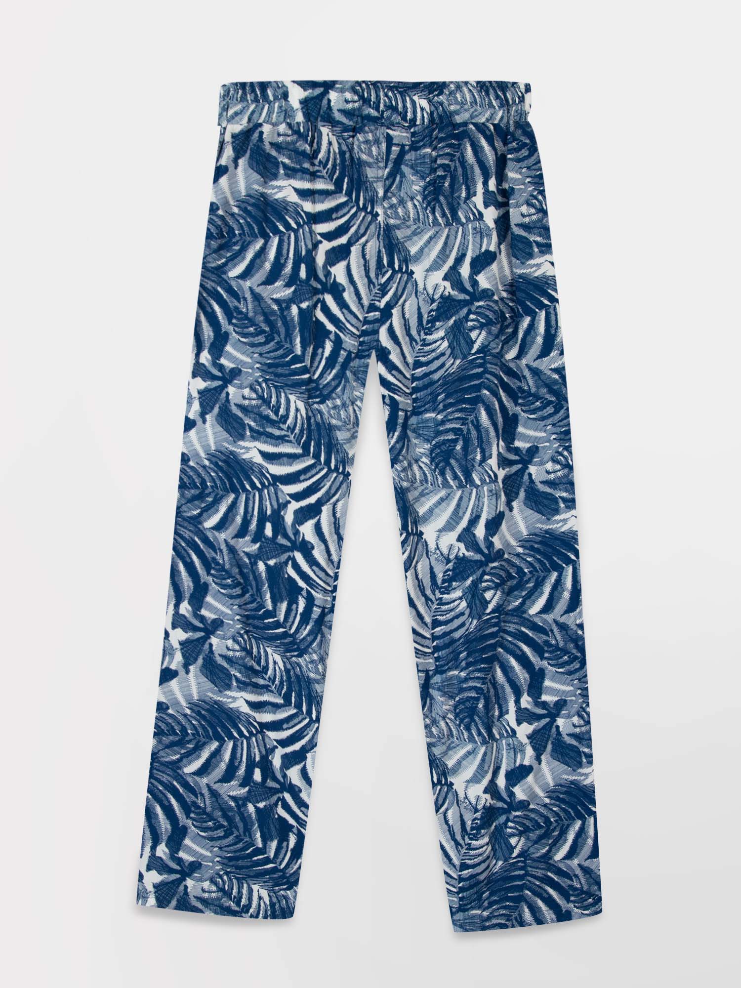Pantalon Femme Fluide Taille Haute Elastiquée Bleu