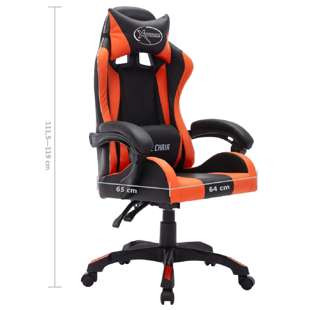VidaXL Fauteuil de jeux vidéo LED RVB - Orange/Noir