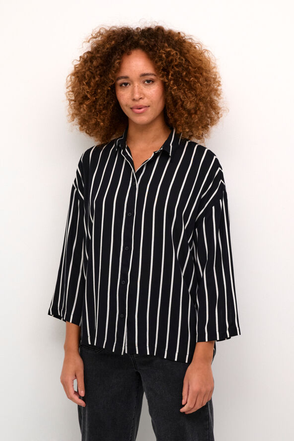 Kaffe KAbeathe Shirt Black/chalk stripe