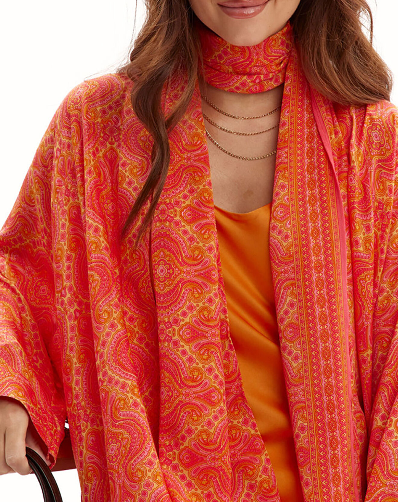 Lauren Vidal Kimono en Soie mélangée Sasha imprimé sunny