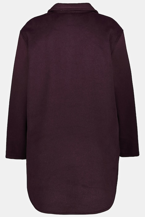Jackenbluse, Oversized, Flanell, Hemdkragen, Langarm