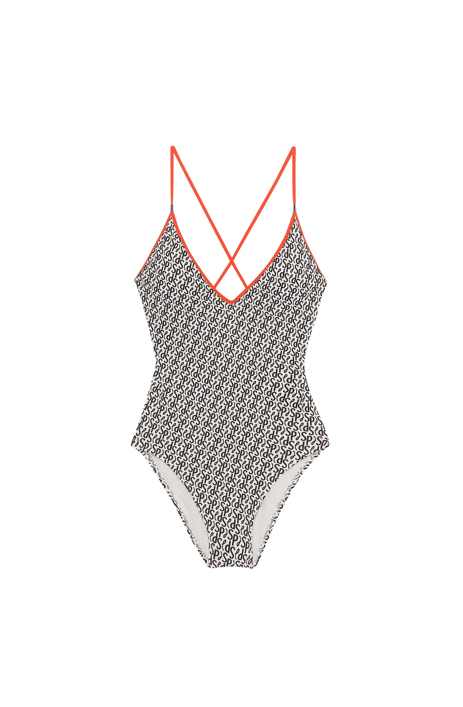 coral Maillot de bain une pièce imprimé SIGNATURE à bretelles croisées au dos Signature