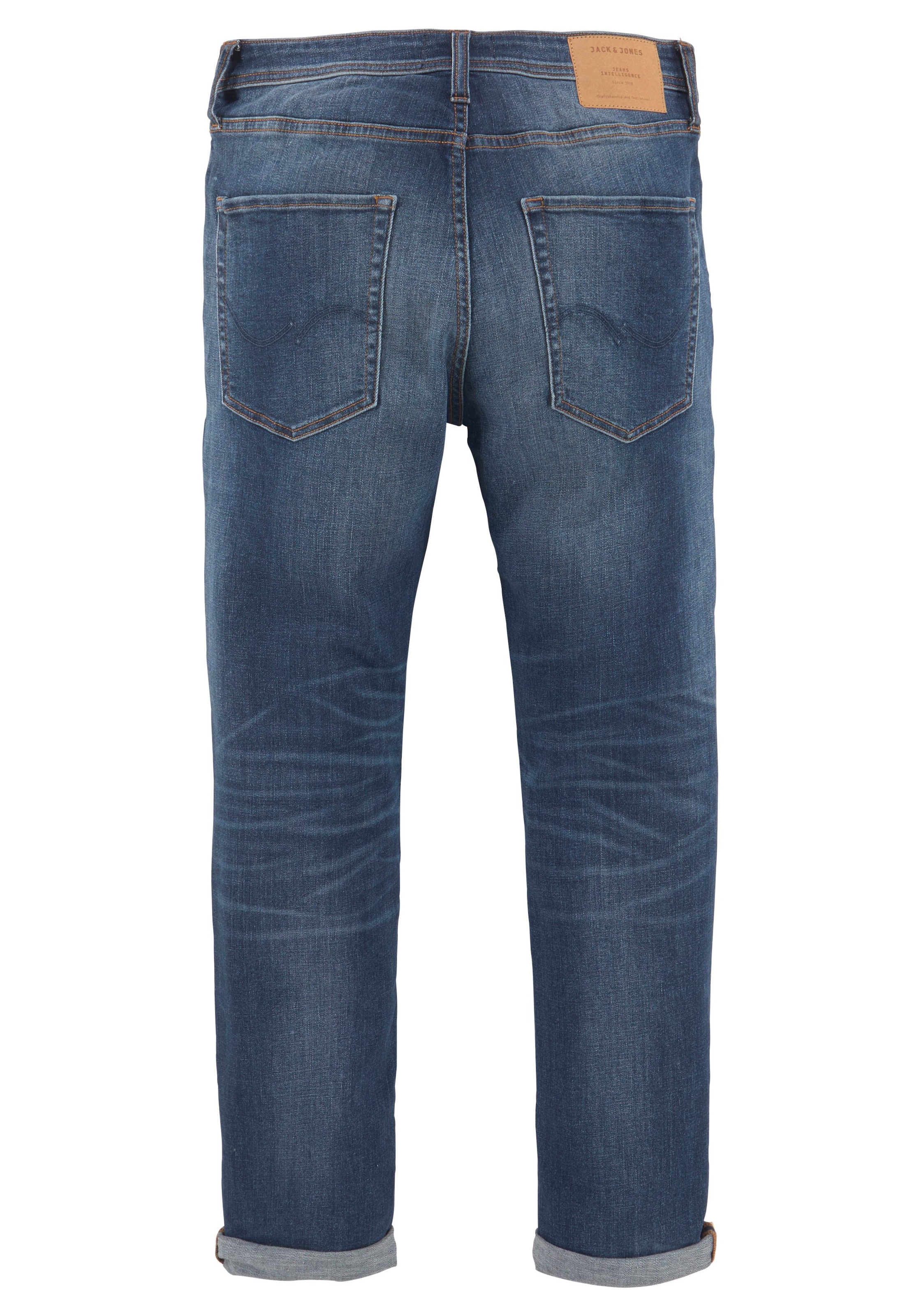 Jack & Jones Slim-fit-Jeans »JJITIM mit Waschung und praktischen Taschen«, Abriebeffekte, modisch, slim fit, Denim