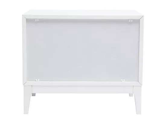 Table de chevet blanche mat et métal doré avec rangements L60 cm GIANA