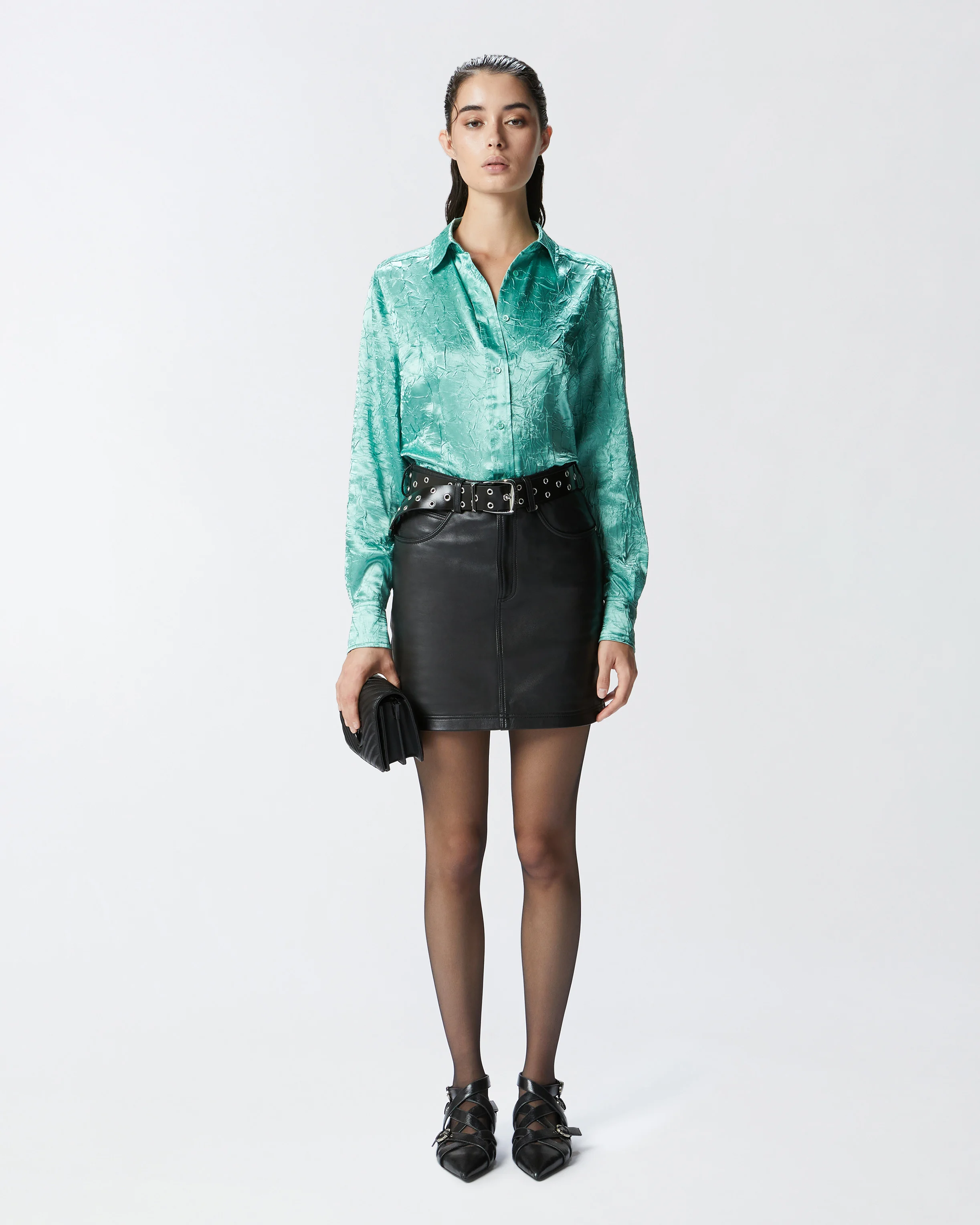 Chemise effet froissé | Vert