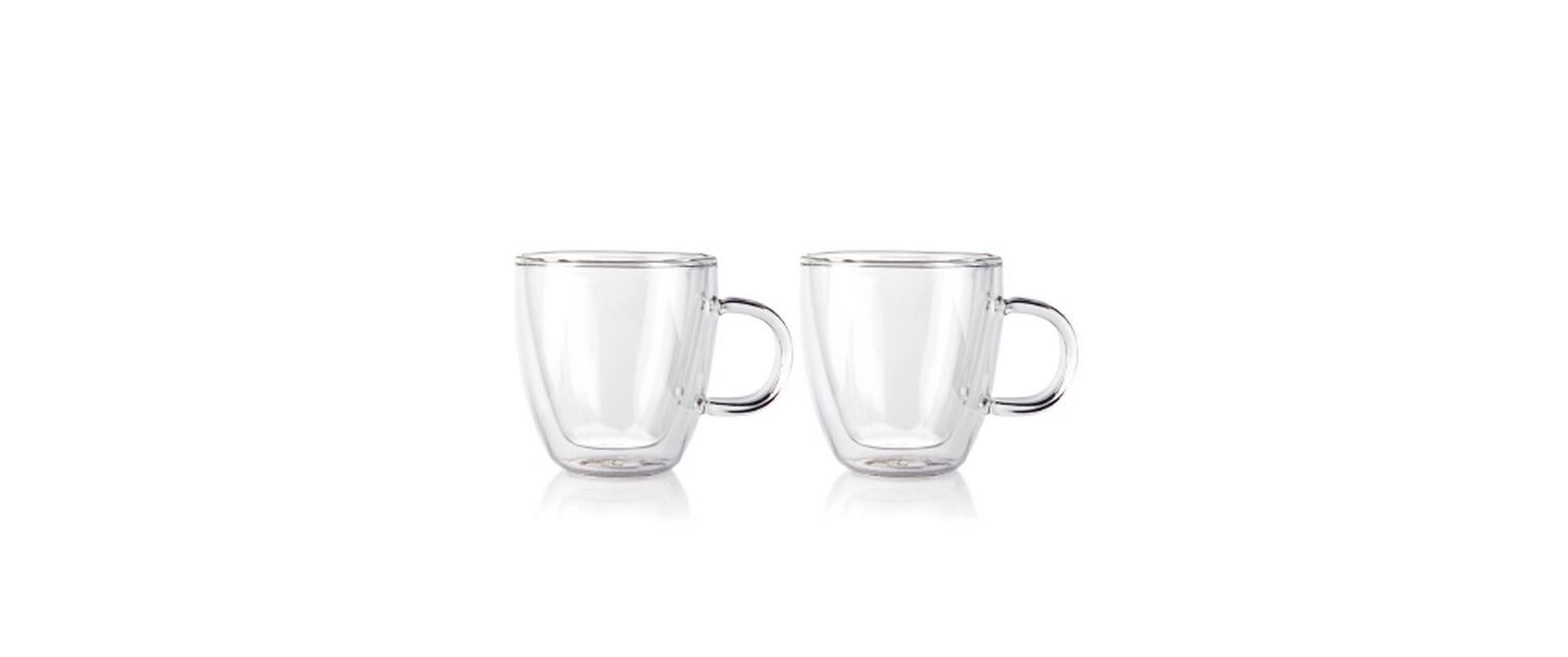 Thermo-Gläser Bistro 2er Set Transparent, 0.15 lDoppelwandige Tassen mit Glasgriff