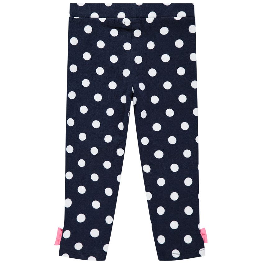 Legging à pois et noeuds roses - Bleu marine