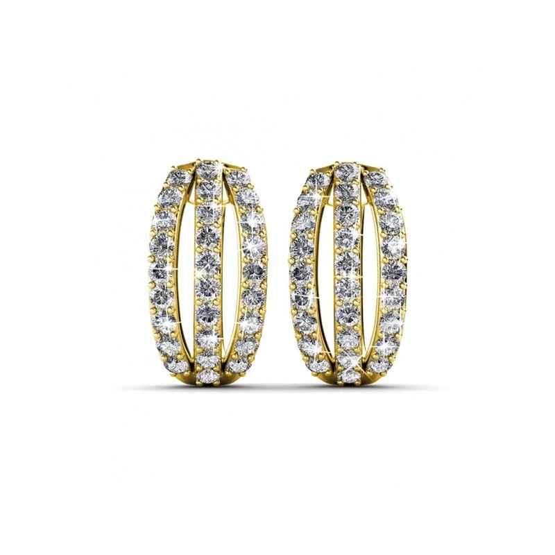 Boucles d'oreilles Elegant - Doré et Cristal