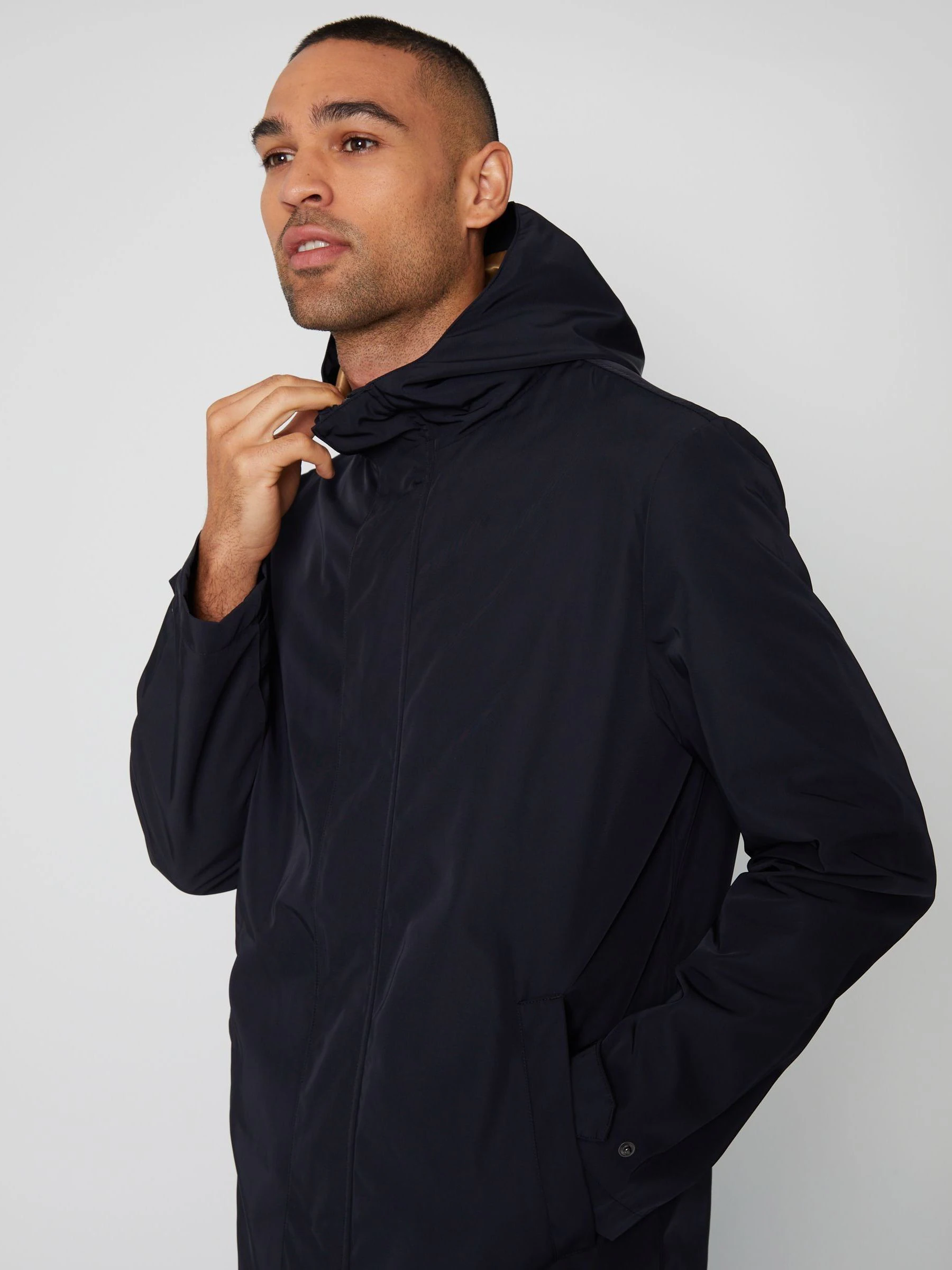 Donkerblauw - Threadbare Showerproof Zip Up Hooded Waterproof Raincoat