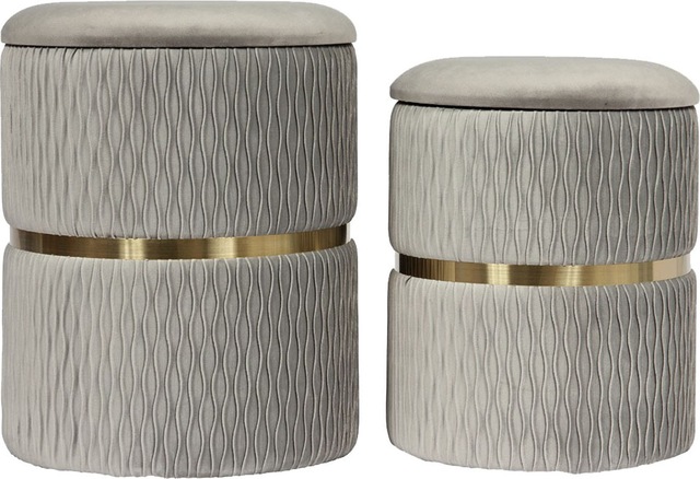 Kayoom Polsterhocker »Hocker Zora 425 2er-Set, Praktischer und versteckter Stauraum« Set, 2 Stk. tlg. 2er-Set mit Stauraum, ineinander stapelbar, goldener Ring
