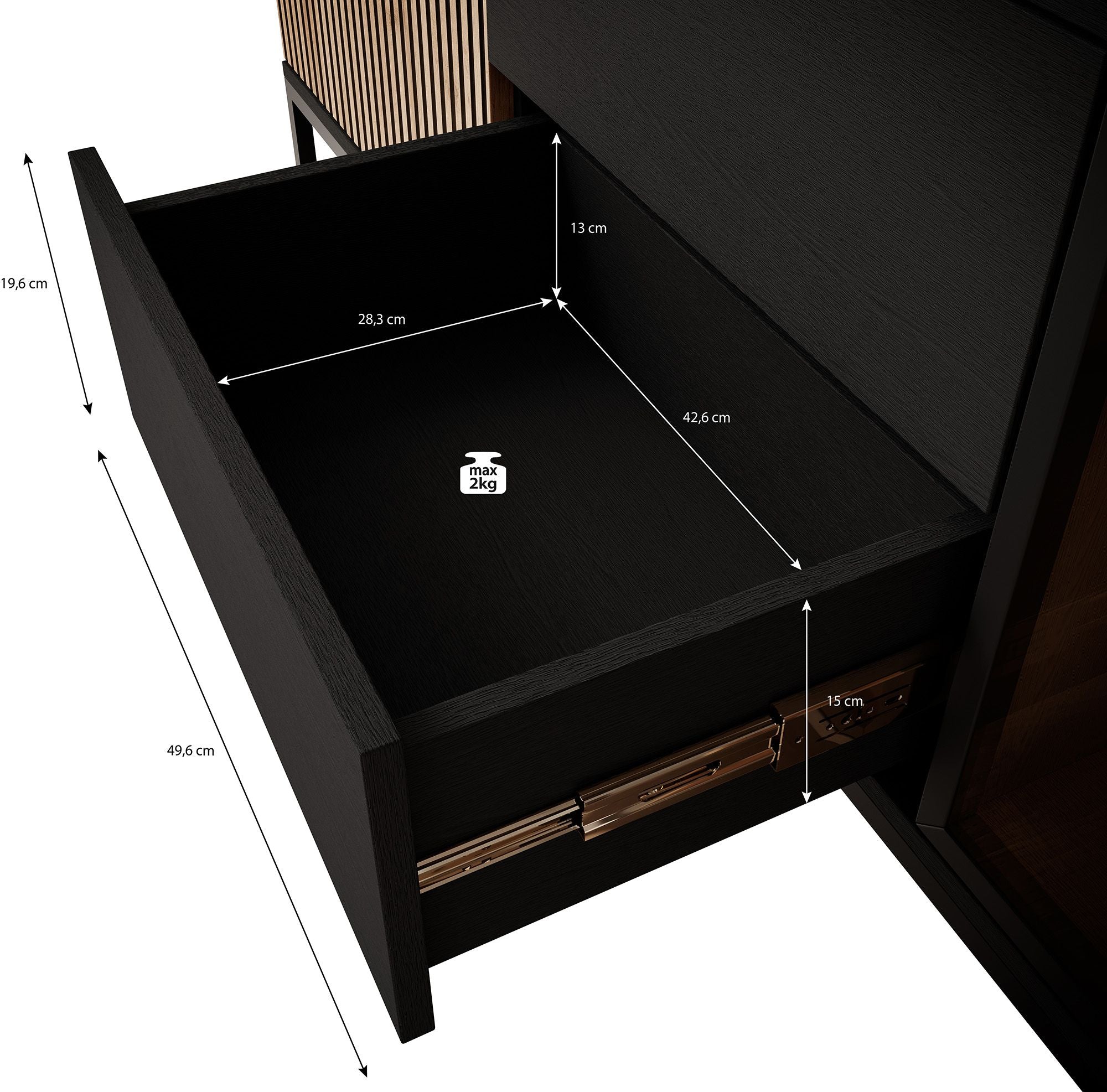 Legend 2 - Dressoir - Zwart/eiken - 154x39x83 cm