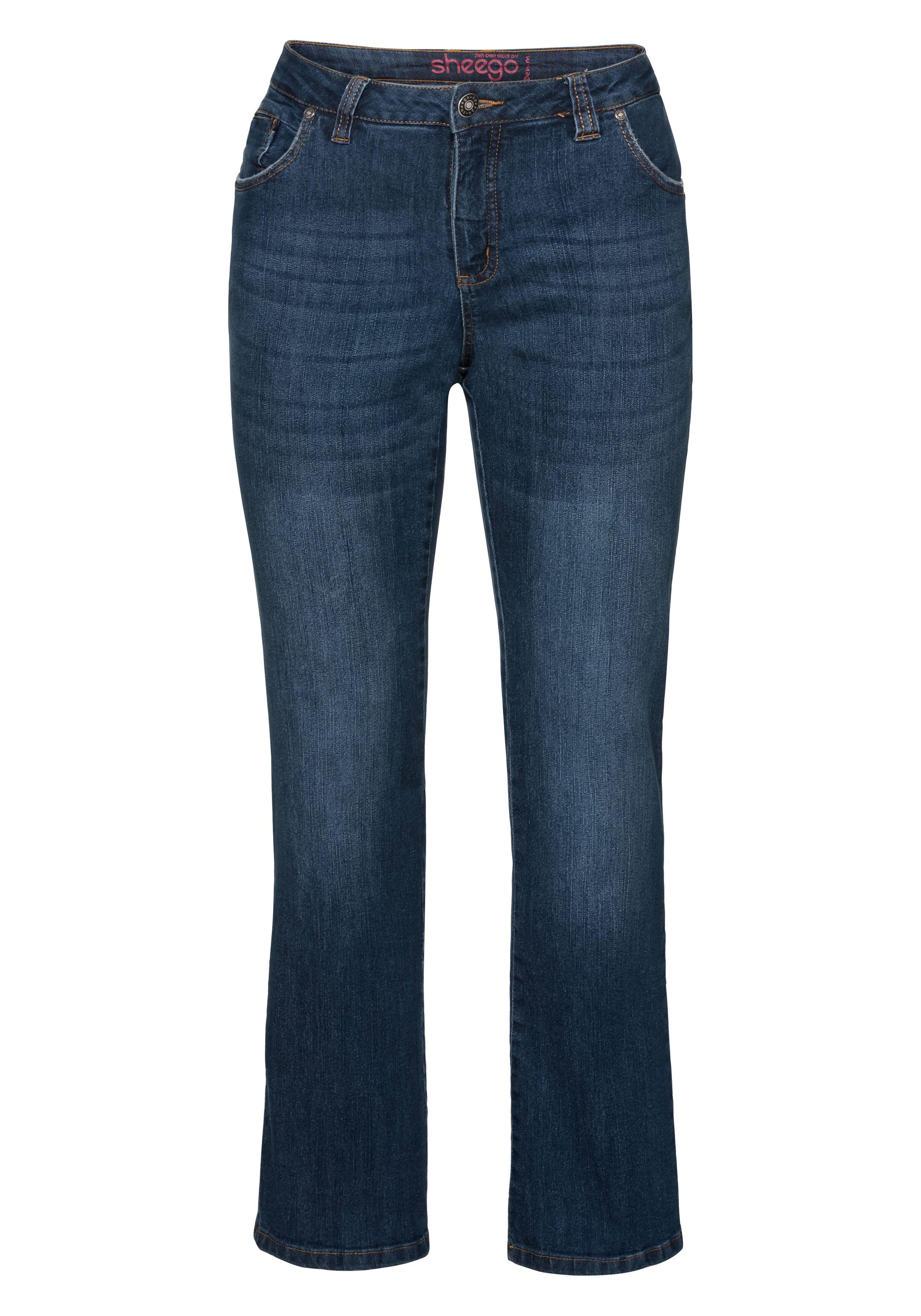 Bootcut-Jeans in 5-Pocket-Form, mit Used-Effekten
