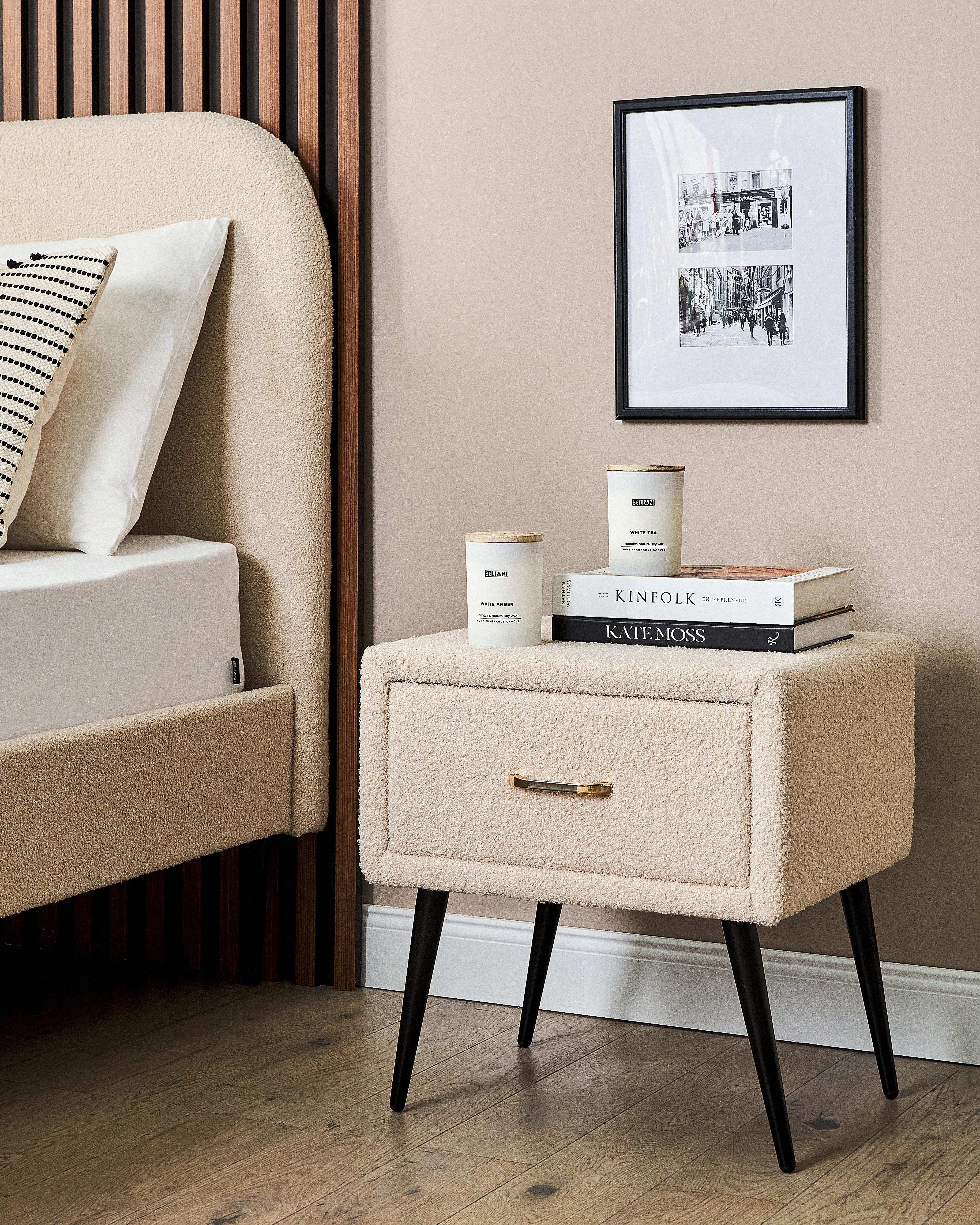 Nachtkastje met 1 lade FLAYAT Bouclé Beige