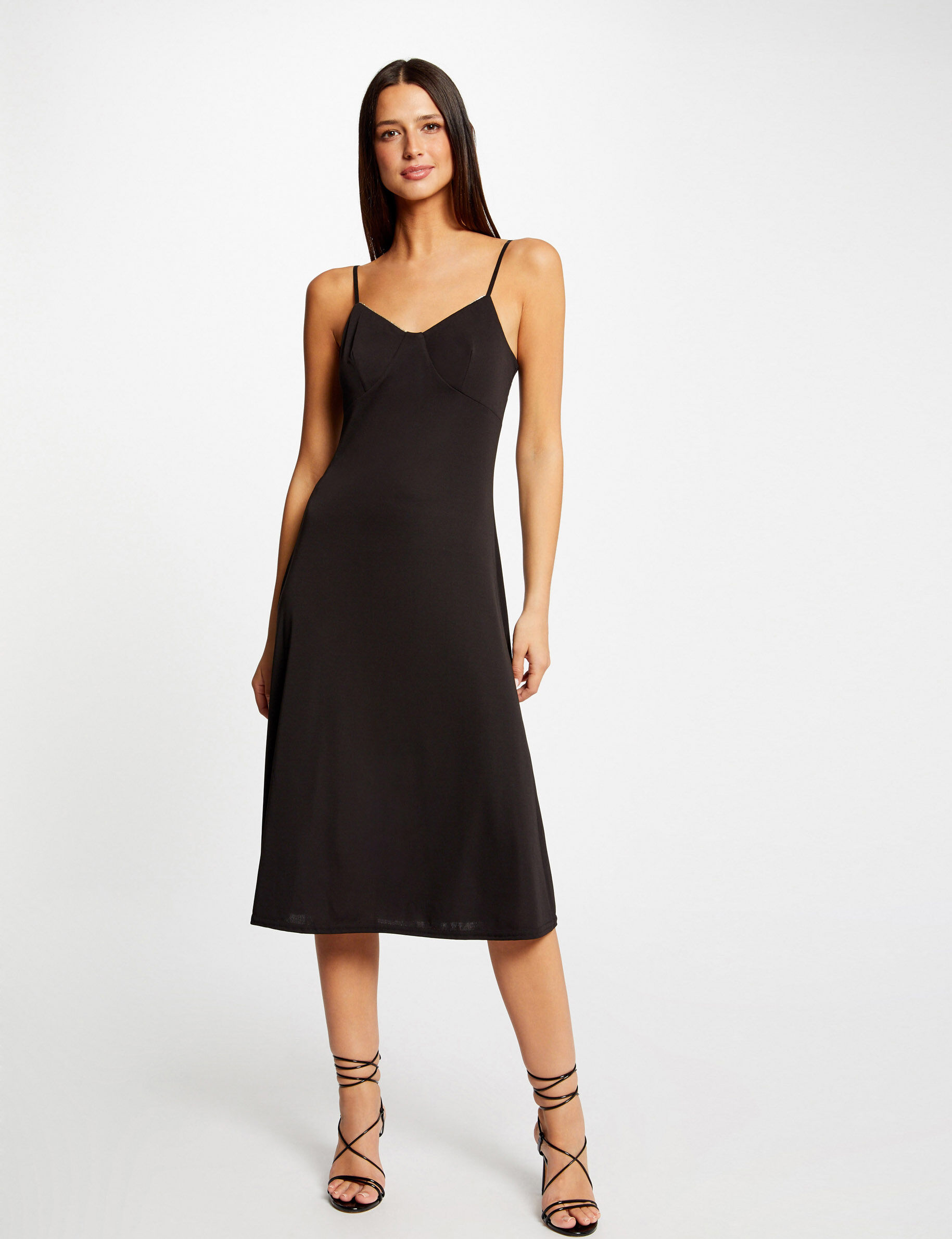 Robe trapèze fluide à bretelles noir femme - noir