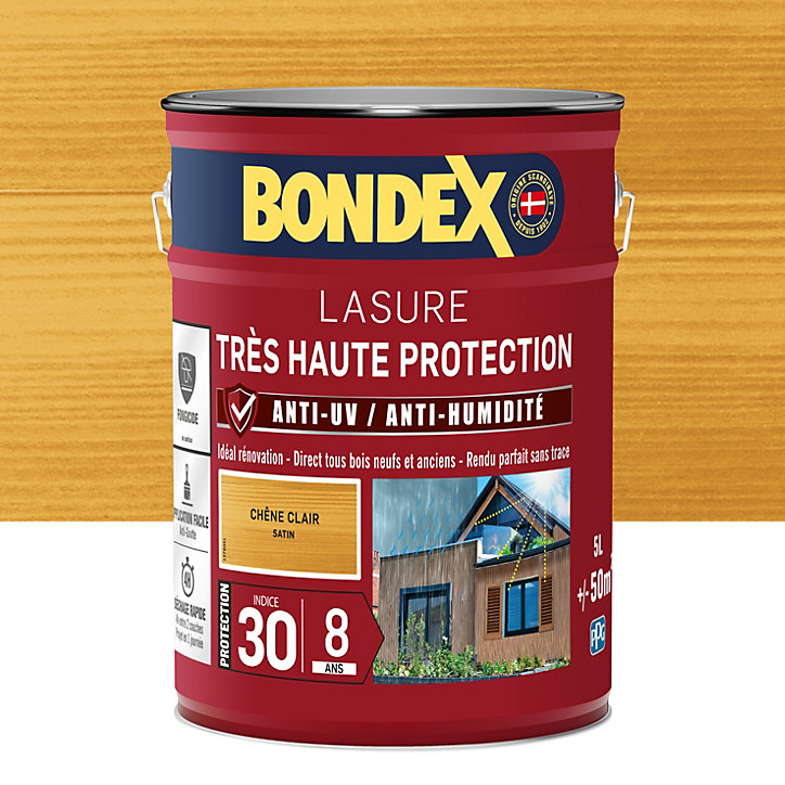 Lasure extérieure très haute protection Bondex 8 ans chêne clair 5L