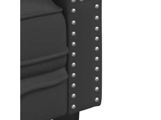 Ensemble de canapé Chesterfield 2 pièces noir similicuir