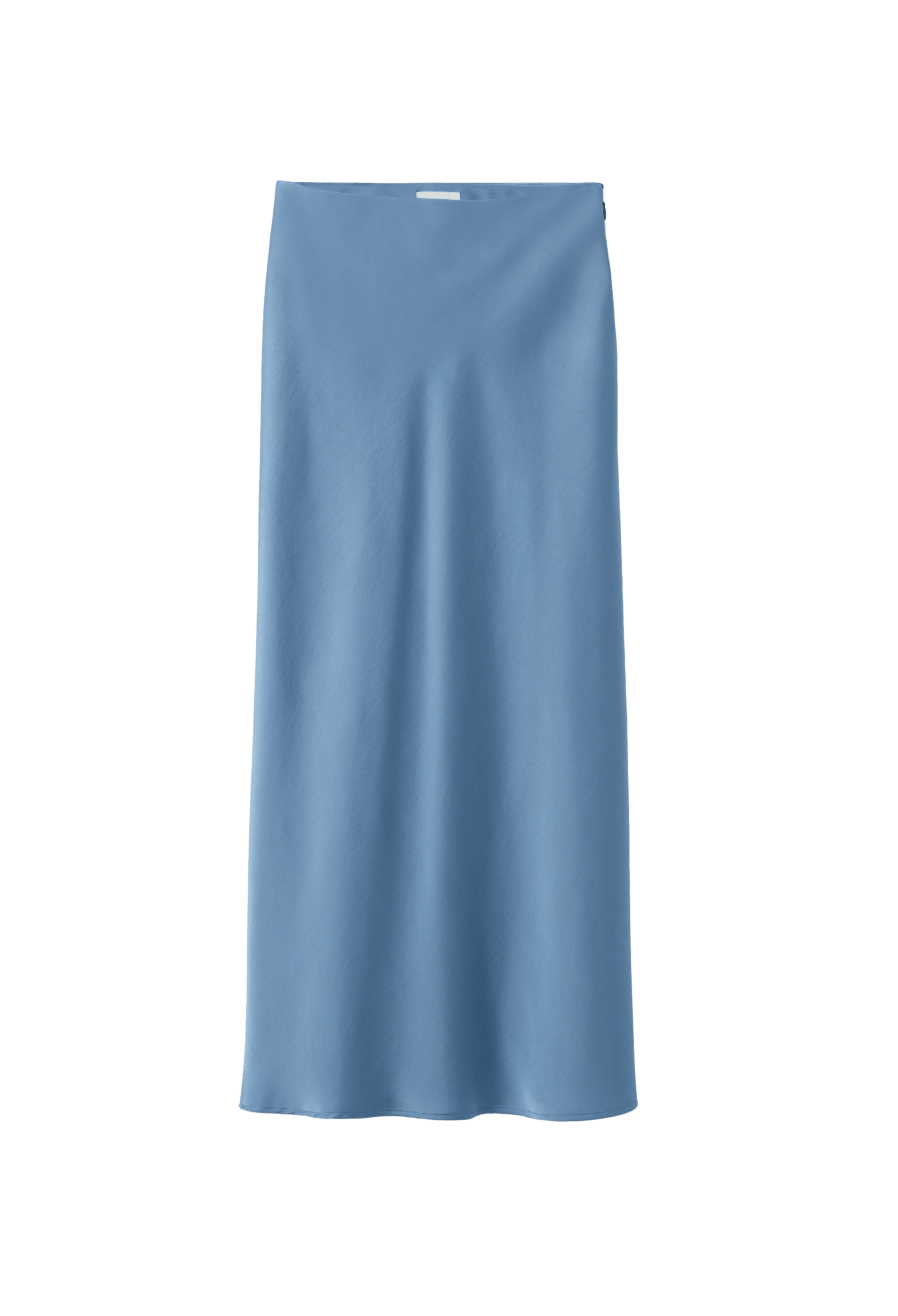 Jupe longue fluide satinée| Bleu
