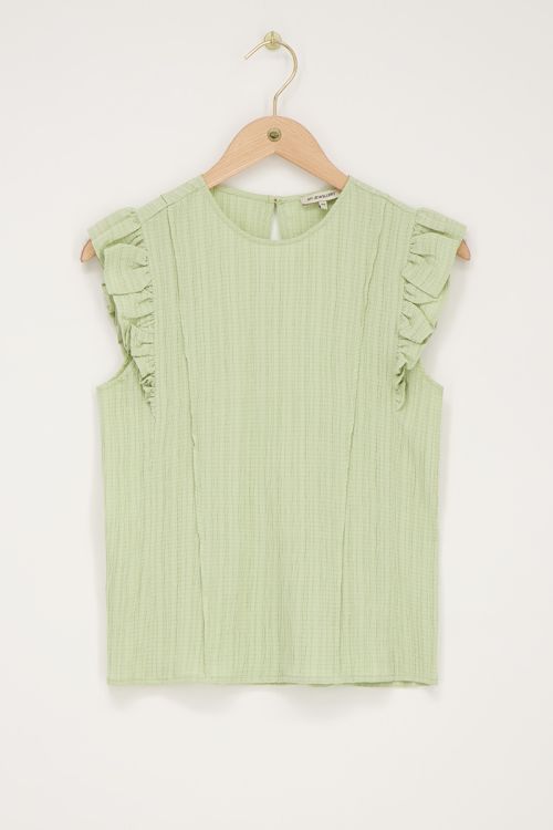 Groene crinkle top met ruffle