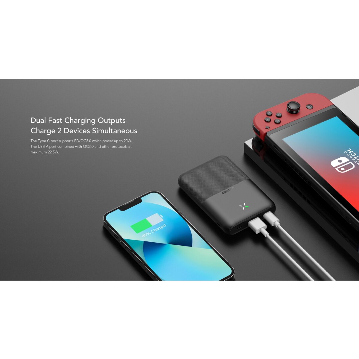 Power Bank S12 - 10 000mAh LCD Quick Charge PD 20W Micro-USB