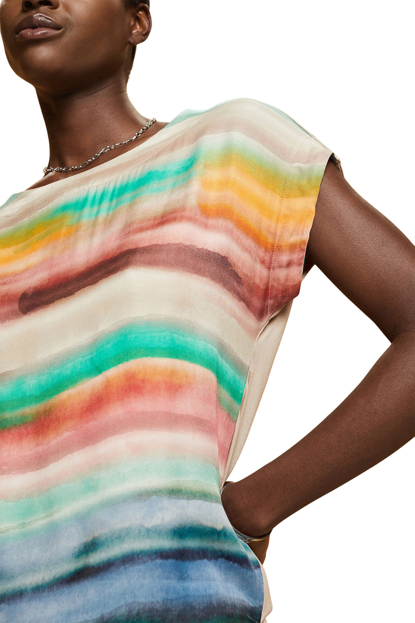 Blusa de viscose com estampa degradê - Multicolorida