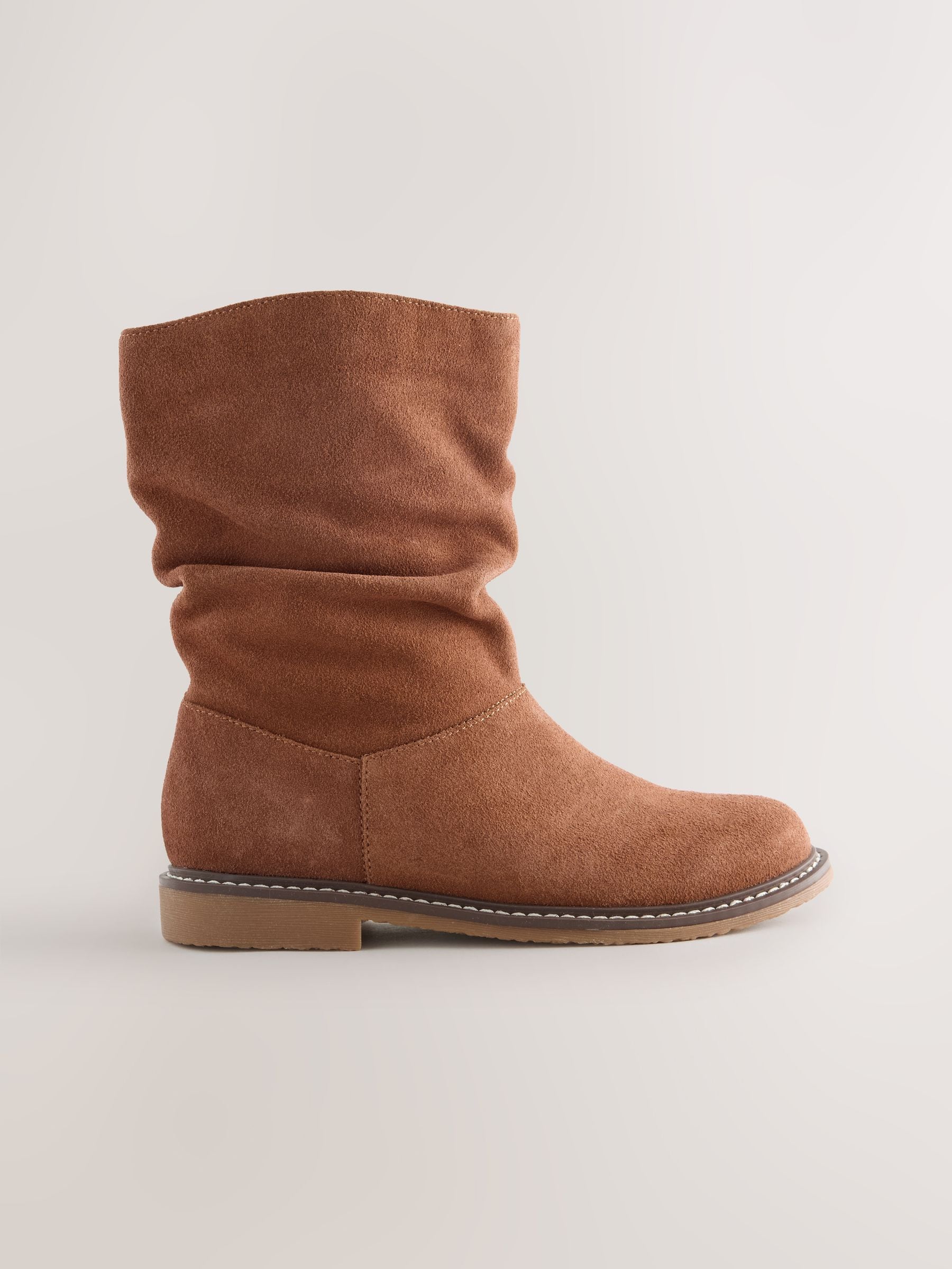 Lichtbruin - Suede Water Repellent Slouch Boots