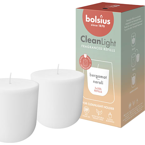Bolsius Cleanlight refill duftlys 2-pak - bergamot