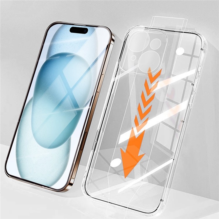iPhone 15 Gummi Case Hülle mit Panzer Glas Displayschutz Case Friendly   Montagerahmen
