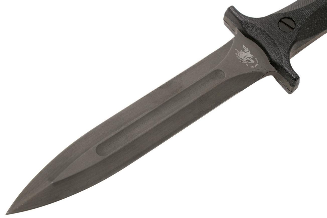 Rick Hinderer EK Dagger 3V DLC, Black Micarta commando dolkmes