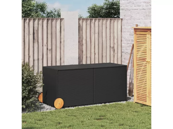 Boîte de rangement de jardin et roues noir 283L résine tressée