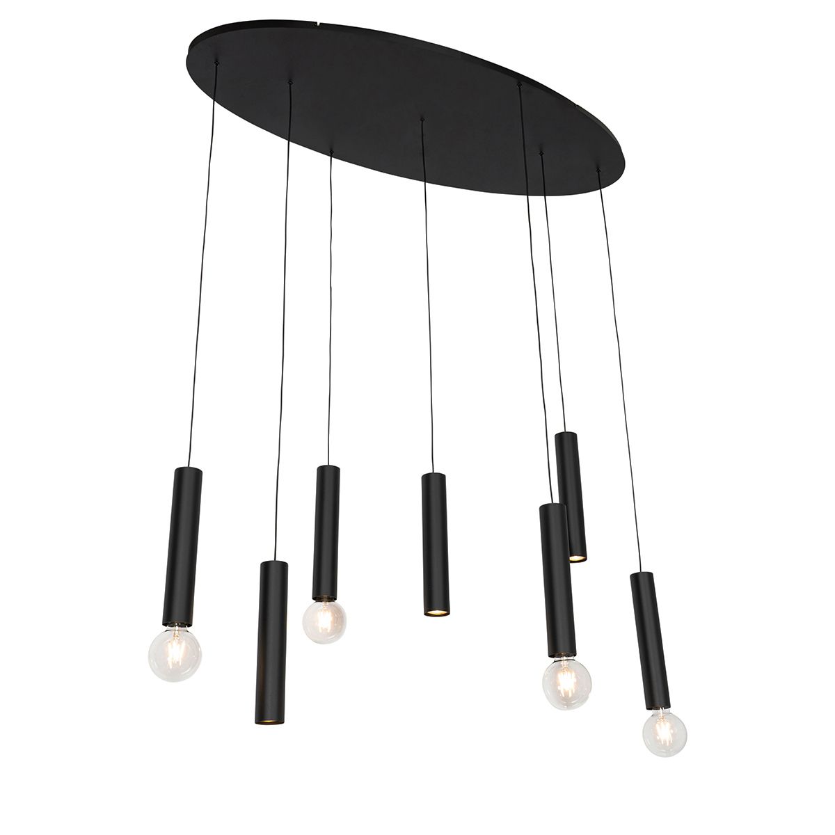 Design hanglamp zwart ovaal 7-lichts - Tuba