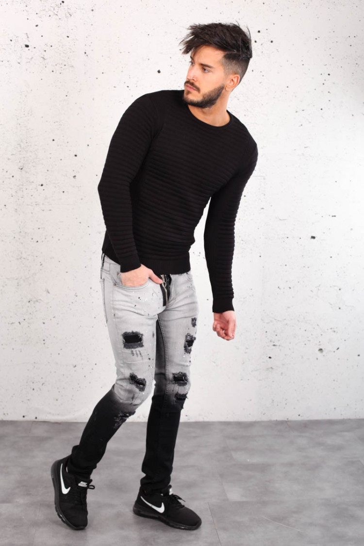 Pull fine maille noir