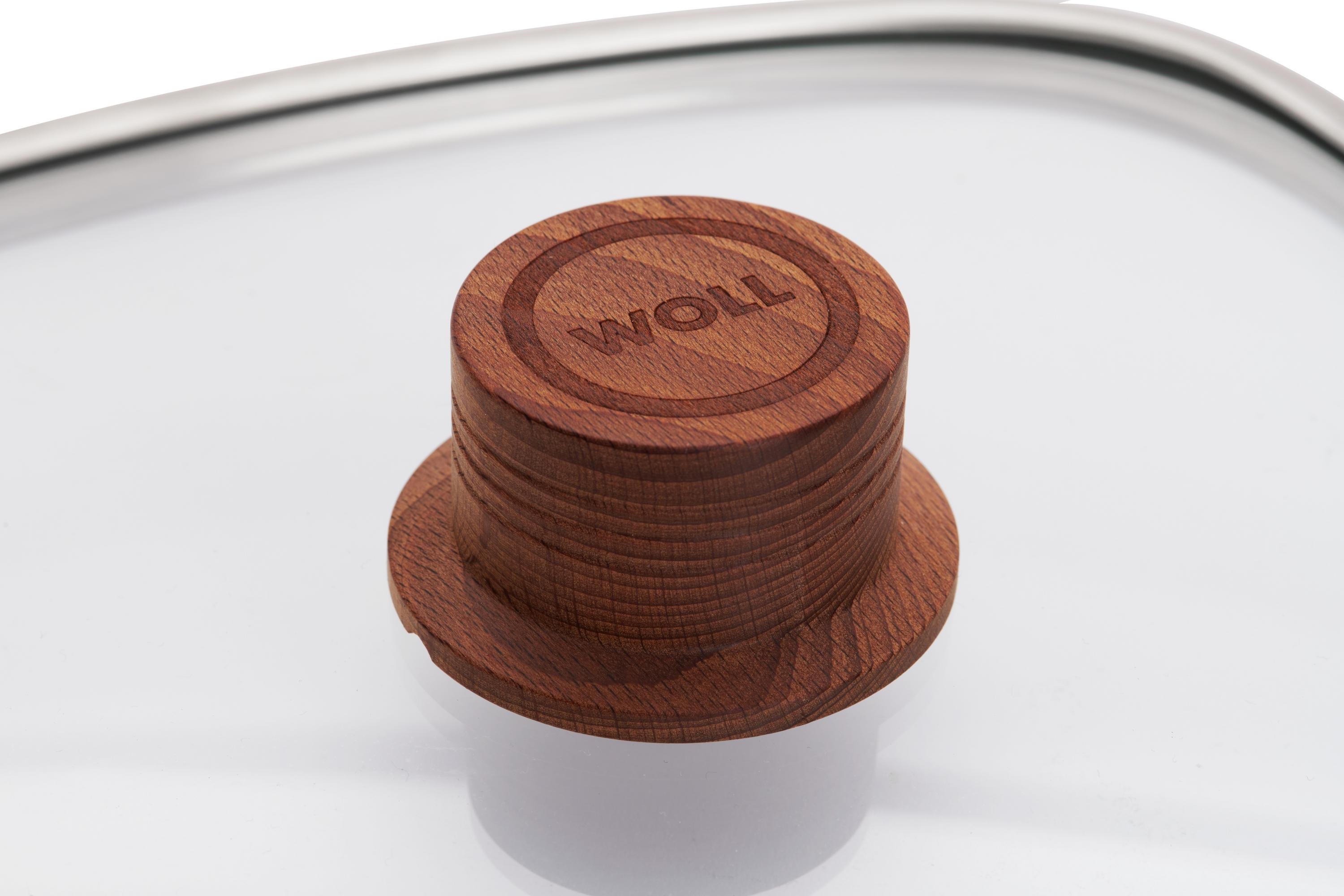 Logic Sicherheitsglasdeckel, viereckig - Deckelknopf: Holz-Knopf