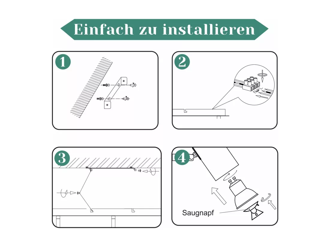 NETTLIFE 4 Spots de plafond GU10 en métal nickel pivotants à 330°pour salon cuisine chambre lampe moderne de couloir sans ampoule
