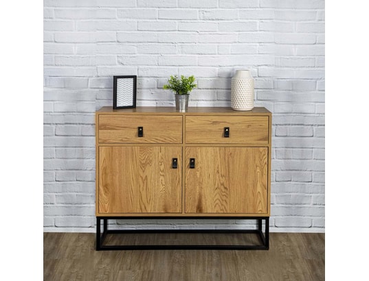 THE HOME DECO FACTORY - Bahut Buffet design bois et métal abbott - l. 100 x h. 80 cm - mar...