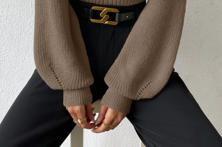 Bolgivy - Turtleneck trui met effen uitsnijding