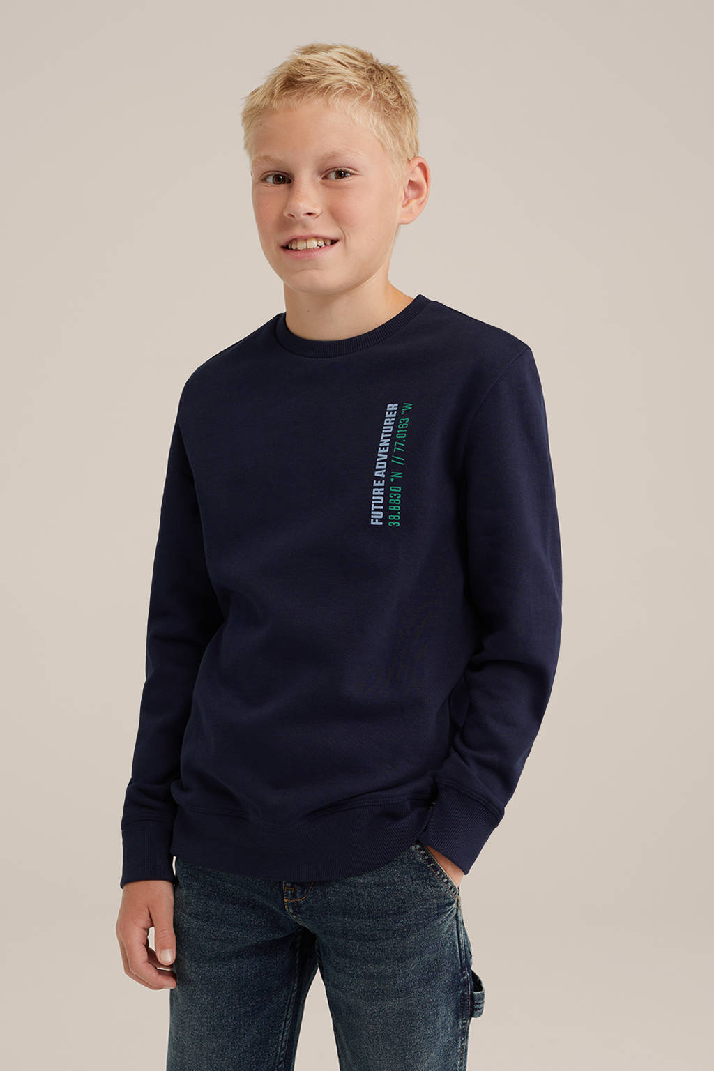 WE Fashion sweater donkerblauw