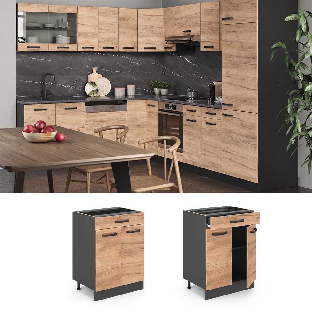 VICCO Küchenschrank Unterschrank Schubunterschrank 60 cm R-Line Anthrazit
