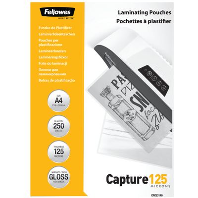 Fellowes - 250 pochettes de plastification A4 (216 x 303 mm) - 125 microns - brillantes
