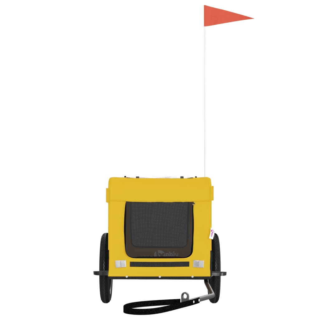 vidaXL Reboque para Bicicleta para Cães em Tecido Oxford de Ferro Amarelo e Preto