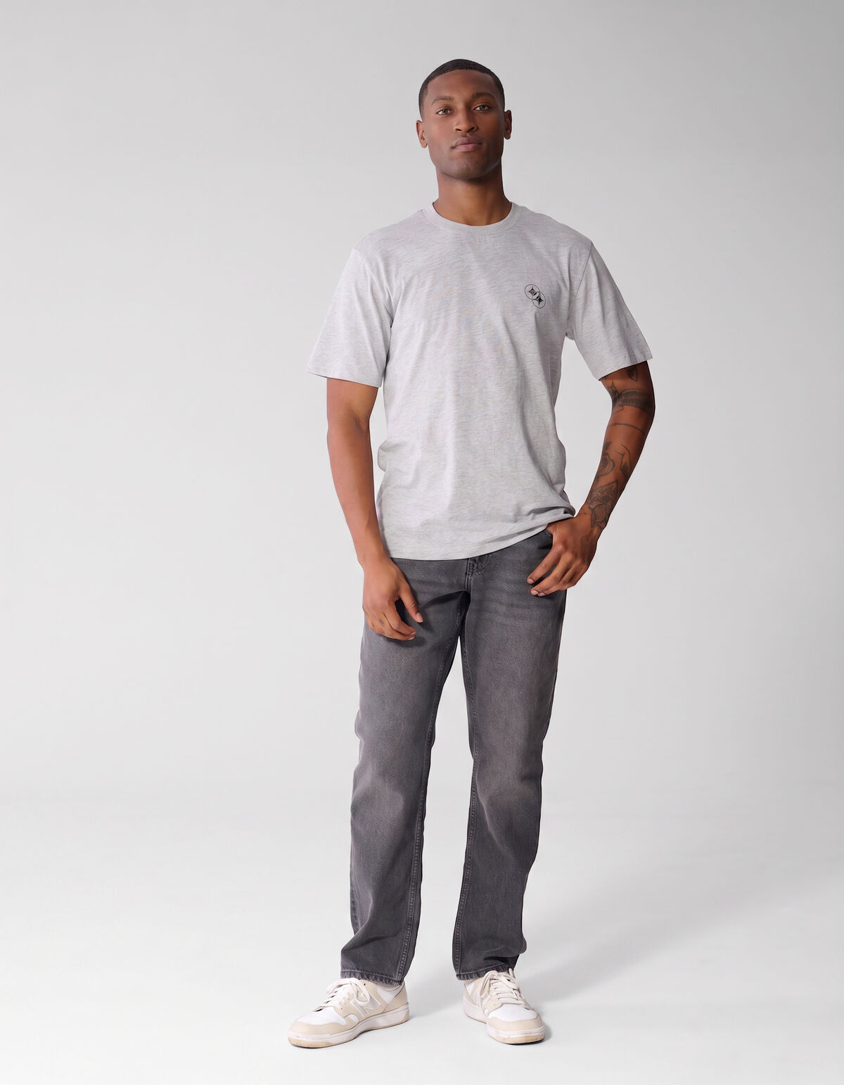 Diagonal T-shirt Lichtgrijs